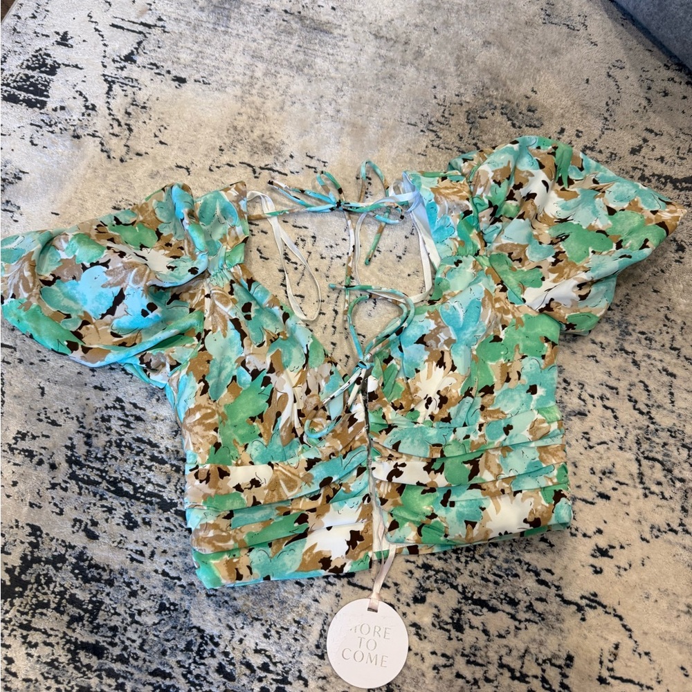 Vibrant Floral Tie-Back Blouse - More to Come